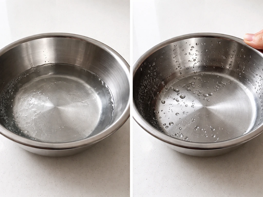 Close-up of a clean, rinsed surface with no foam, then drying ready for the next step